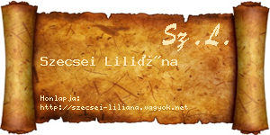 Szecsei Liliána névjegykártya